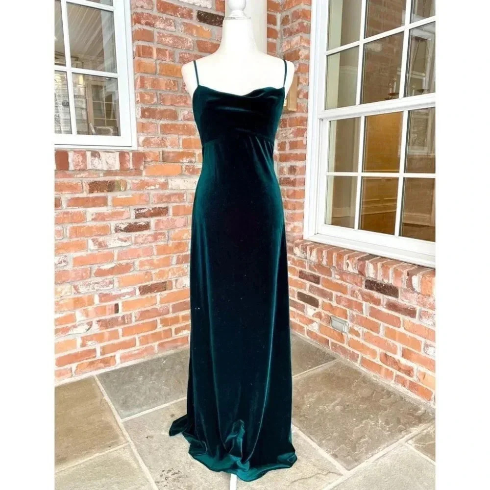 NWT Jenny Yoo Velvet Maxi Dress Sammi Green size 4